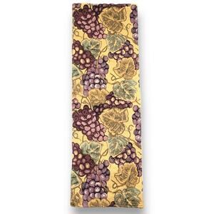 Vineyard Grape Table Runner Tapestry Style Gold Background Wine Decor Rustic